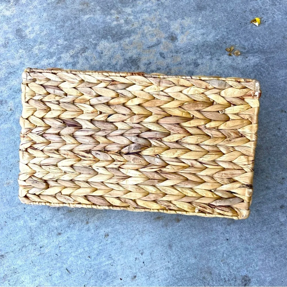 Sea Grass Rectangular Basket with Metal Handles